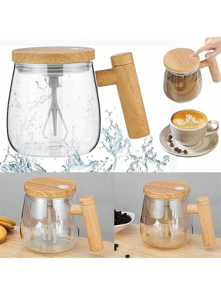 Auto-Stirring Glass Mug Set
