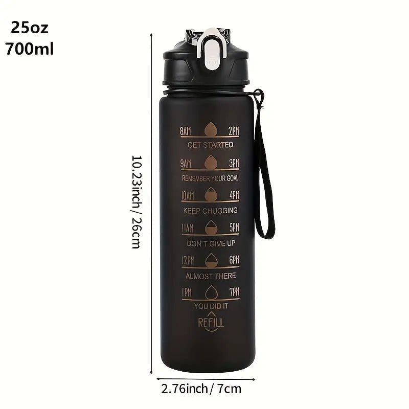 1L Rainbow Sports Water Bottle 32oz Motivational Time Marker Bottle with Strap Leakproof & BPA-Free Hydration Tracker