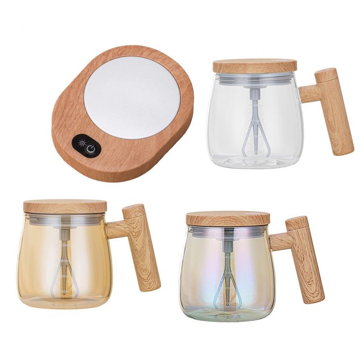 Auto-Stirring Glass Mug Set