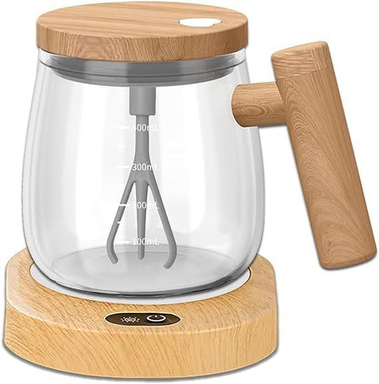 Auto-Stirring Glass Mug Set