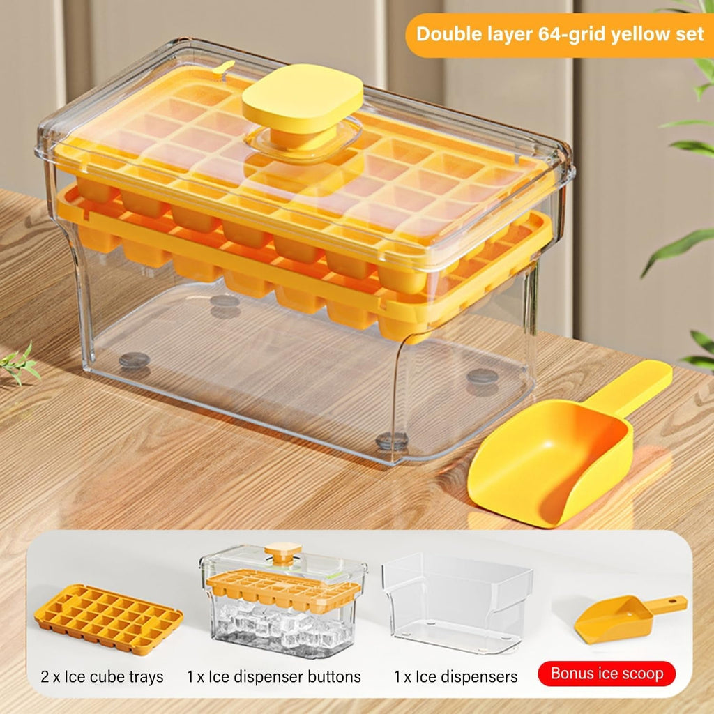 Mini Ice Cube Trays with Lid & Bin | 68-Pcs Small Ice Mold for Whiskey, Coffee, Cocktails | Easy Release, Spill-Proof