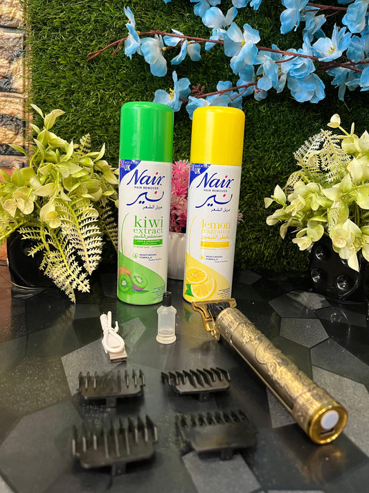 SmoothStyle Grooming Combo – T9 Dragon Trimmer + Nair Hair Removal Spray (2 Flavors)