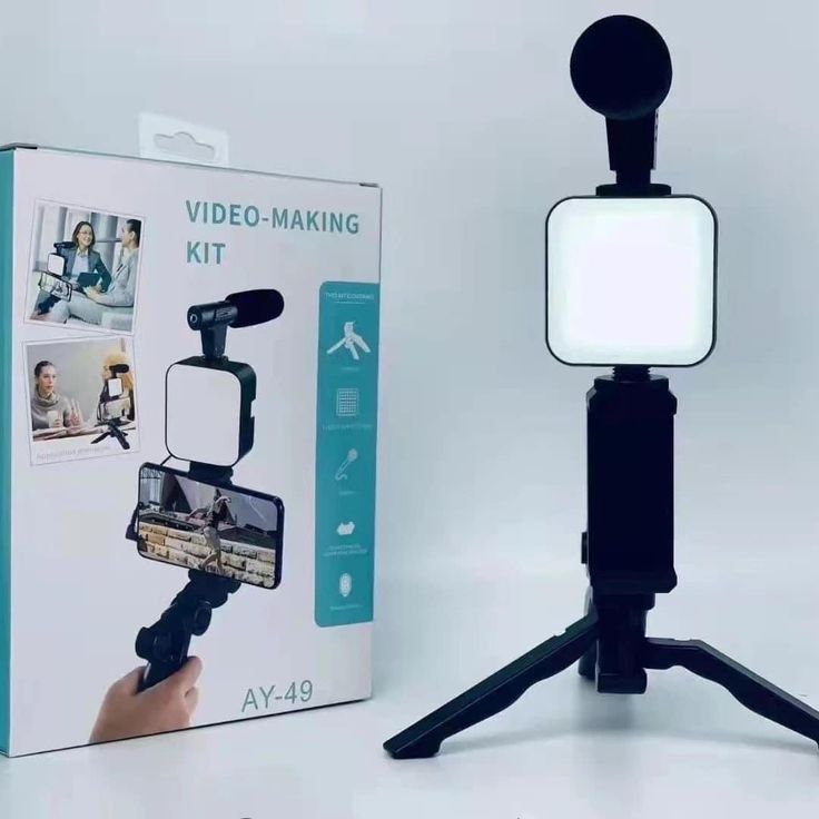 3-in-1 Vlogging Kit with LED Light, Microphone & Tripod Grip for Smartphones